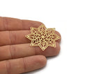 Brass Flower Charm, 2 Raw Brass Flower Charms, Charm Pendants (40x37x0.60mm) SMP0862