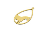 Brass Drop Charm, 6 Raw Brass Horse Charms With 1 Loop, Earring Findings (32x18x0.60mm) SMP0621