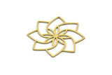 Brass Flower Charm, 4 Raw Brass Flower Shaped Charms, Charm Pendants, Earring Findings (34x31x0.60mm) SMP0625