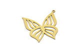 Brass Butterfly Charm, 4 Raw Brass Butterfly Charms With 1 Loop, Findings (31x27x0.60mm) SMP0626