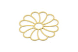 Brass Flower Charm, 2 Raw Brass Flower Charms, Charm Pendants (36x35x0.60mm) SMP0870
