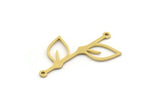 Brass Leaf Charm, 12 Raw Brass Leaf Charms With 2 Loops, Connectors (30x18x0.80mm) SMP0629
