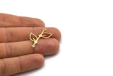 Brass Leaf Charm, 12 Raw Brass Leaf Charms With 2 Loops, Connectors (30x18x0.80mm) SMP0629