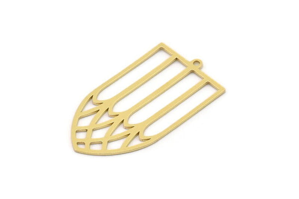 Brass Charm, 4 Raw Brass, Brass Pendants, Charm Pendants, Brass Charms With 1 Loop (35x19x0.60mm) SMP0871
