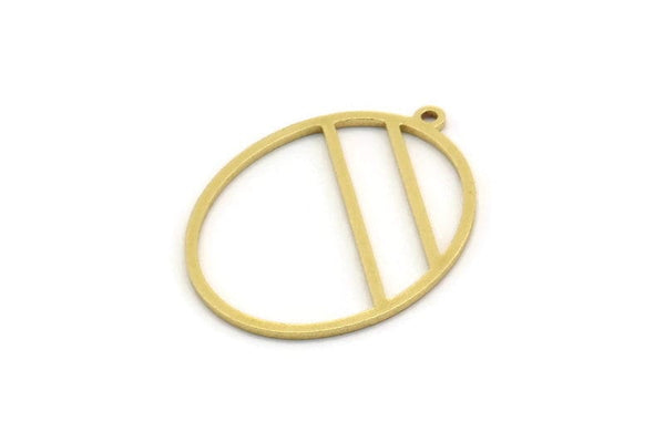 Brass Oval Charm, 6 Raw Brass Oval Charms With 1 Loop, Earring Charms (28x21x0.80mm) SMP0630