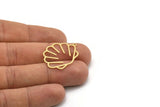 Brass Shell Charm, 4 Raw Brass Sea Shell Shaped Charms With 1 Loop, Earring Findings (29x22x0.60mm) SMP0873