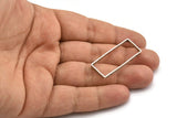 Gümüş Dikdörtgen Konnektör, 2 Delikli 6 Antik Gümüş Kaplamalı Pirinç Açık Dikdörtgen Konnektör (37x15x3x0,8 mm) BS 2305 S334