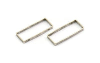 Gümüş Dikdörtgen Konnektör, 2 Delikli 6 Antik Gümüş Kaplamalı Pirinç Açık Dikdörtgen Konnektör (37x15x3x0,8 mm) BS 2305 S334