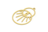 Brass Round Charm, 6 Raw Brass Sun Charms With 1 Loop, Charm Pendants (27x19x0.60mm) SMP0876