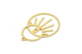 Brass Round Charm, 6 Raw Brass Sun Charms With 1 Loop, Charm Pendants (27x19x0.60mm) SMP0876