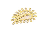 Brass Leaf Charm, 4 Raw Brass Leaf Charms, Findings (37x27x0.60mm) SMP0877