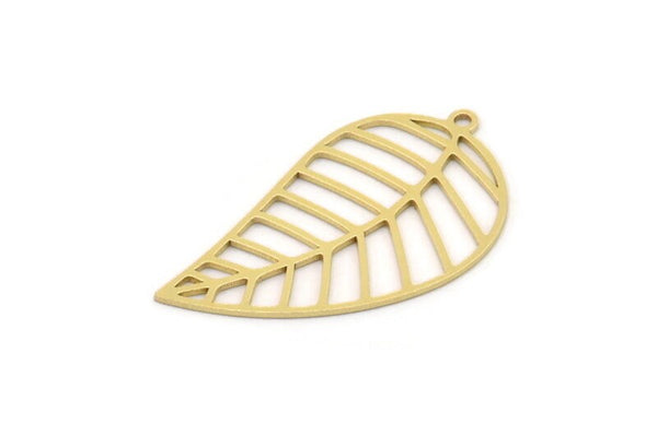 Brass Leaf Charm, 6 Raw Brass Leaf Charms With 1 Loop, Charm Pendants (31x18x0.60mm) SMP0879