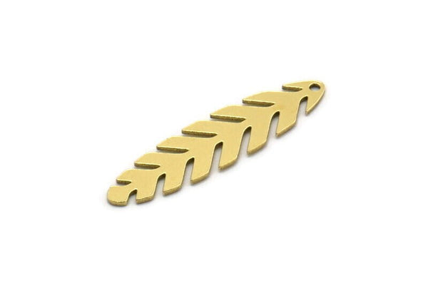 Brass Leaf Charm, 24 Raw Brass Branch Charms With 1 Hole, Charm Pendants (30x7.5x0.60mm) SMP0644