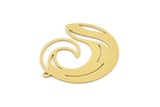 Brass Round Charm, 4 Raw Brass Wavy Charms With 1 Loop, Charm Pendants, Findings (29x25x0.60mm) SMP0883