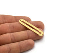 Brass Oval Charm, 4 Raw Brass Oval Charms With 2 Holes, Earring Charms (47x11x1mm) A2607