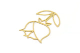 Brass Flower Charm, 4 Raw Brass Rose Charms, Findings (36x24x0.60mm) SMP0884