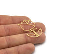 Brass Flower Charm, 4 Raw Brass Rose Charms, Findings (36x24x0.60mm) SMP0884