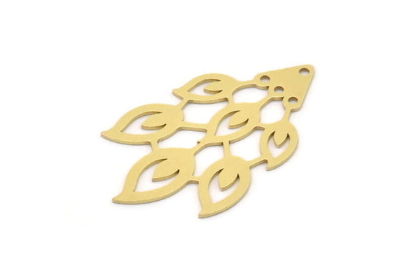 Brass Leaf Charm, 6 Raw Brass Leaf Charms With 1 Hole, Charm Pendants (35x21x0.60mm) SMP0885