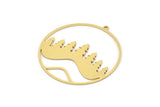 Brass Round Charm, 2 Raw Brass Landscape Patterned Round Shaped Charms With 1 Loop, Charm Pendants (35x34x0.60mm) SMP0886