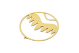 Brass Round Charm, 2 Raw Brass Landscape Patterned Round Shaped Charms With 1 Loop, Charm Pendants (35x34x0.60mm) SMP0886