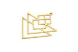 Brass Triangle Charm, 4 Raw Brass Triangle Shaped Charms With 1 Loop, Findings (34x29x0.60mm) SMP0888