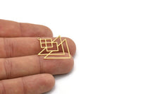 Brass Triangle Charm, 4 Raw Brass Triangle Shaped Charms With 1 Loop, Findings (34x29x0.60mm) SMP0888