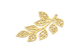 Brass Leaf Charm, 4 Raw Brass Branch Charms With 1 Loop, Charm Pendants (45x30x0.60mm) SMP0890
