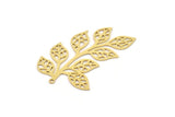 Brass Leaf Charm, 4 Raw Brass Branch Charms With 1 Loop, Charm Pendants (45x30x0.60mm) SMP0890
