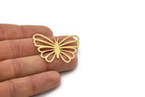 Brass Butterfly Charm, 2 Raw Brass Butterfly Shaped Charms, Earring Findings (32x41x0.60mm) SMP0893