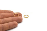 Gold Hexagon Earring, 6 Gold Plated Brass Hexagon Stud Earrings (12x0.90mm) A1636 A1714