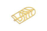 Brass Geometric Charm, 4 Raw Brass D Shape Charm With 1 Loop, Findings (32x17x0.60mm) SMP0901