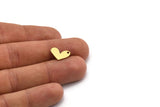 Brass Heart Charm, 24 Raw Brass Heart Charms With 1 Hole, Findings (14x10x1mm) A2609