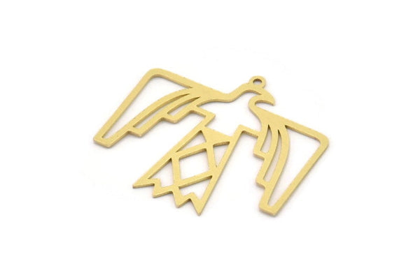 Brass Eagle Charm, 4 Raw Brass Eagle Shaped Charms With 1 Loop, Bird Charms, Findings (28x31x0.60mm) SMP0906