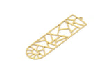 Brass Geometric Charm, 4 Raw Brass D Shape Charm With 1 Loop, Sun Charms, Findings (52x14x0.60mm) SMP0907