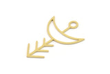 Brass Moon Charm, 6 Raw Brass Crescent Moon Charms With 1 Loop, Findings (41x27x0.80mm) SMP0908