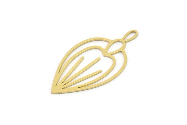 Brass Drop Charm, 6 Raw Brass Drop Charms With 1 Loop, Earrings, Findings (36x18x0.60mm) SMP0909