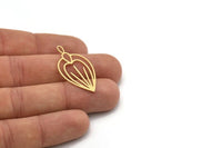 Brass Drop Charm, 6 Raw Brass Drop Charms With 1 Loop, Earrings, Findings (36x18x0.60mm) SMP0909