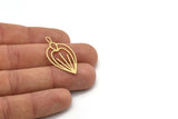Brass Drop Charm, 6 Raw Brass Drop Charms With 1 Loop, Earrings, Findings (36x18x0.60mm) SMP0909