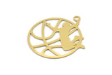 Brass Ball Charm, 2 Raw Brass Basketball Charms With 1 Loop, Slam Dunk Charms, Findings (38x32x0.60mm) SMP0910