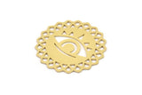 Brass Eye Charm, 4 Raw Brass Eye And Sun Shaped Charms, Earring Charms (30x0.60mm) SMP0916