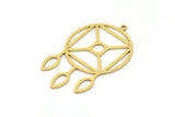 Brass Round Charm, 4 Raw Brass Round Charms With 1 Loop, Fringed Charms, Findings (38x23x0.60mm) SMP0918