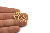 Brass Round Charm, 4 Raw Brass Round Charms With 1 Loop, Fringed Charms, Findings (38x23x0.60mm) SMP0918