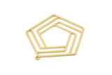 Brass Pentagon Charm, 4 Raw Brass Pentagon Shaped Charms With 1 Loop, Earring Findings, Geometric Charms (32x32x0.60mm) SMP0919
