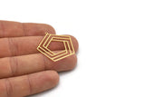Brass Pentagon Charm, 4 Raw Brass Pentagon Shaped Charms With 1 Loop, Earring Findings, Geometric Charms (32x32x0.60mm) SMP0919