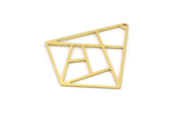 Brass Diamond Charm, 4 Raw Brass Diamond Charms With 1 Hole, Findings (34x32x0.60mm) SMP0922
