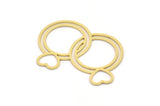 Brass Ring Charm, 4 Raw Brass Double Rings Charms, Couple Ring Charms, Heart Findings (24x33x0.60mm) SMP0924
