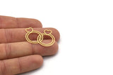 Brass Ring Charm, 4 Raw Brass Double Rings Charms, Couple Ring Charms, Heart Findings (24x33x0.60mm) SMP0924