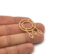 Brass Round Charm, 4 Raw Brass Round Charms With 1 Loop, Fringed Charms, Findings (40x25x0.80mm) SMP0927