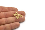 Brass Leaf Charm, 6 Raw Brass Branch Charms With 1 Loop, Charm Pendants (31x24x0.60mm) SMP0933