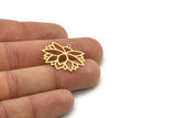 Brass Flower Charm, 6 Raw Brass Lotus Flower Charms With 1 Loop, Findings (22x27.5x0.60mm) SMP0934